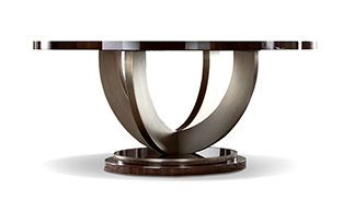 ROSEWOOD ROUND TABLE WITH BRONZED STEEL BASE