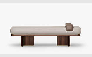 Walnut and Leather Luxury Bench